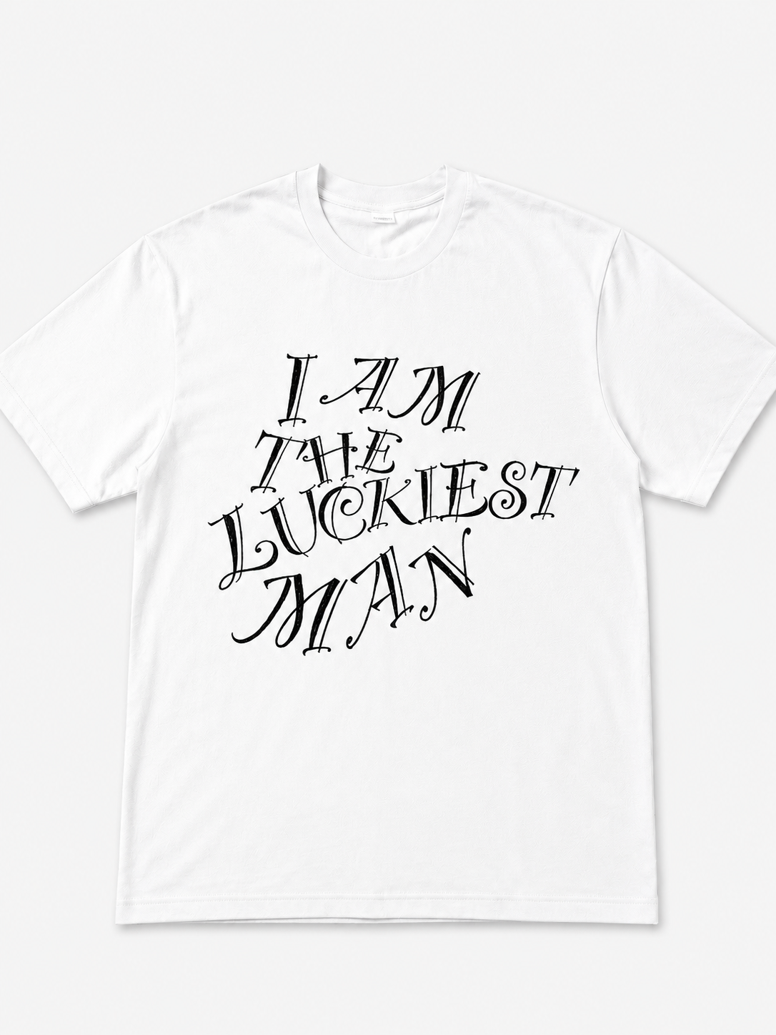 T-shirt Luckiest man (Blanc)